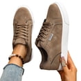 thumbnail image 6 of LNZGNM Womens Sneakers Solid Round Toe Low Top Lace Up Lightweight Breathable Sneakers Relaxed Casual Outing,Khaki(39), 6 of 6