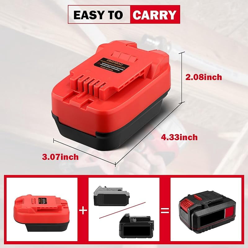 Adapter for De*Walt 20V & for Mil*wau*kee M18 18V Li-on Battery Convert to for Bauer 20V Power Tool