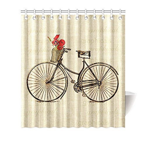 Cortina de Ducha ABPHQTO Vintage con Flores Impermeable 160x180 cm