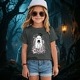 thumbnail image 2 of Gubotare Girl Halloween Cute And Fun Colorful Etiquette Bow Flower T Shirt Toddler Fall Shirt (Dark Gray,3-4 Years), 2 of 5