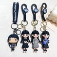 thumbnail image 3 of Wednesday Addams Acrylic Keychain Animated Addams Family Figure Pendant Keyring Gift For Fans Decoration Wholesale, 3 of 7