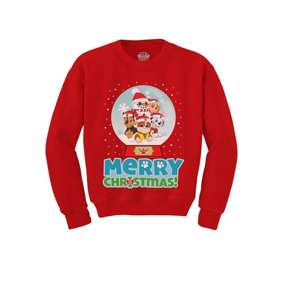 Tstars Boys Unisex Christmas Sweatshirt Paw Patrol Chase Rubble Marshall Holiday Gift for Kids Toddler