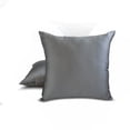 thumbnail image 2 of Fundas de almohada decorativas HomeCentric plateadas (paquete de 2), 30 x 30 cm (12 x 12 pulgadas), fundas de cojín de satén liso para sofá, estilo moderno liso - Satén flameado gris plateado, 2 of 8