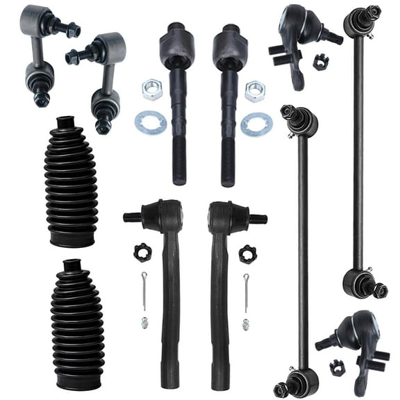Detroit Axle - Front 12pc Suspension Kit for 12-15 Acura ILX Honda Civic, Inner & Outer Tie Rods Lower Ball Joints Boots Front and Rear Sway Bars 2012 2013 2014 2015 Replacement