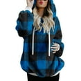 thumbnail image 4 of LYXSSBYX Womens Long Sleeve Dress Hot Sale Clearance Fall Winter Women Plush Hooded Plaid Printed Long Sleeve Hoodies Pullover Zipper Coats with Pocket Sweatshirts, 4 of 7