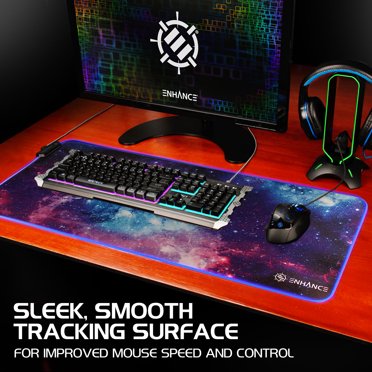DINKY RGB Gaming Mouse Pad, Large Extended Soft Led Mouse Pad With 14 Lighting Modes, Water Resist Keyboard Pad, Computer Keyboard Mousepads Mat 35.415.8 Inches-Cool Gaming