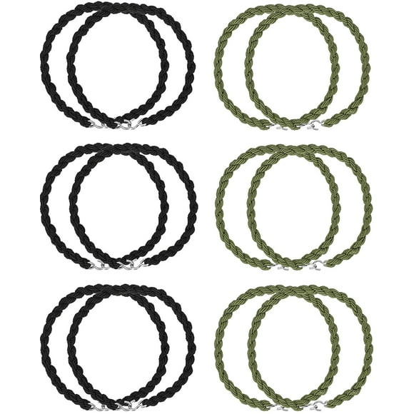 12 Pieces Elastic Boot Straps Military Leg Straps Blousing Garters with Metal Hooks for Navy Army Air Force (Green and Black)