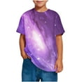thumbnail image 6 of Kids Space Galaxies T Shirts Short Sleeve 3D Graphic Tees Shirts Funny Crew Neck T-Shirts Neon Novelty Clothes Purple， 5 Years, 6 of 7