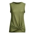 thumbnail image 5 of Women's Waffle Knit Tops Summer Casual Loose Flowy Crew Neck Sleeveless Shirts Breathable Lightweight Blouses (M, Army Green), 5 of 7