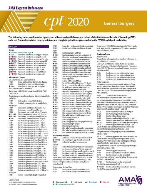 CPT 2020 Express Reference Coding Card General Surgery (Book