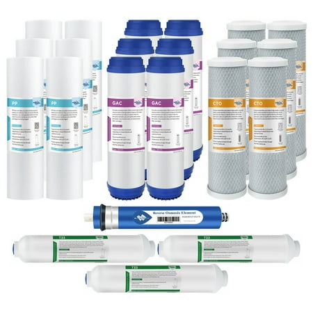 

Membrane Solutions 3-Year Reverse Osmosis System Replacement Filter Set 10-inch Water Filters with 75 GPD RO Membrane Carbon Filters Sediment Filters