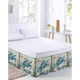 thumbnail image 2 of Teal Coastal Turtle Bed Skirt Queen Size, Vintage Summer Beach Nautical Coral Wrap Around Bed Skirting with Adjustable Elastic Strap, Dust Ruffle Pleated Bedskirts 16 Inch Drop for Bedroom Queen Beds, 2 of 9