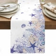 thumbnail image 2 of Summer Marine Life Table Runner, Watercolor Purple Starfish Ocean Bubble Cotton Linen Kitchen Table Decoration Washable Dining Tabletop Runners for Home Party Decor 13x48 Inches, 2 of 9
