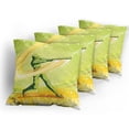 thumbnail image 5 of Ambesonne Cartoon Throw Pillow Cover 4 Pack, Baseball Player Hits, 18", Green Yellow, 5 of 7