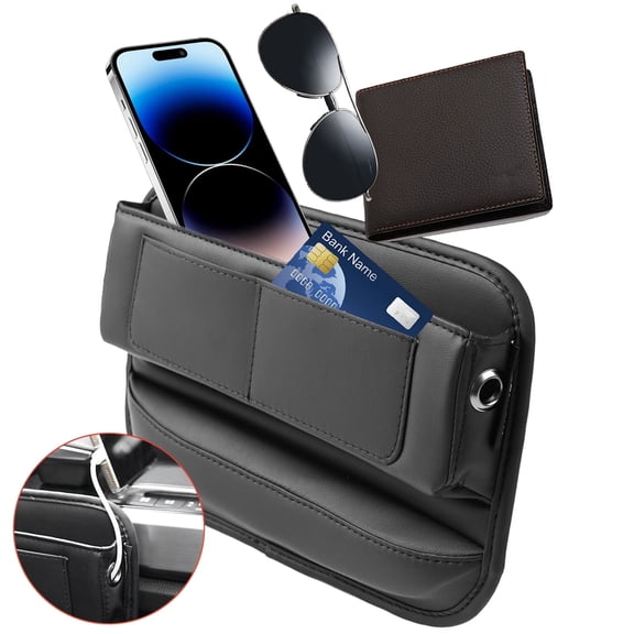 XUKEY Car Seat Gap Filler Storage Auto Organizer Storage Box Card Phone Holder PU Leather Waterproof