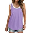thumbnail image 3 of MOSHU Color Block Tank Tops for Women Flowy Round Neck Women Shirts Loose Fit Sleeveless Summer Tops, 3 of 10