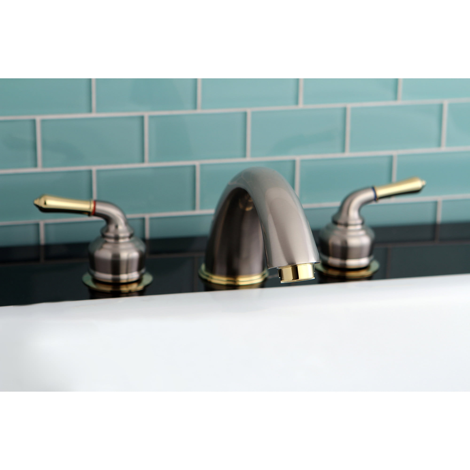 Kingston Brass KC369 Magellan Two-Handle Deck Mount Roman Tub Faucet, Brushed Nickel/Polished Brass
