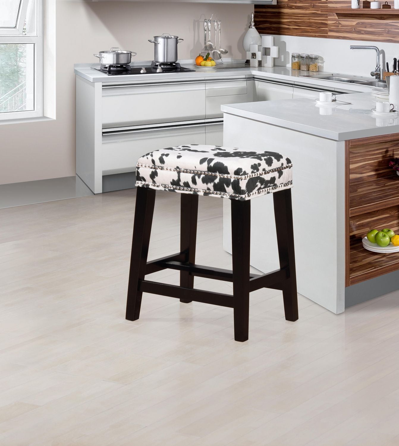 Carter Black Cow Print Counter Stool