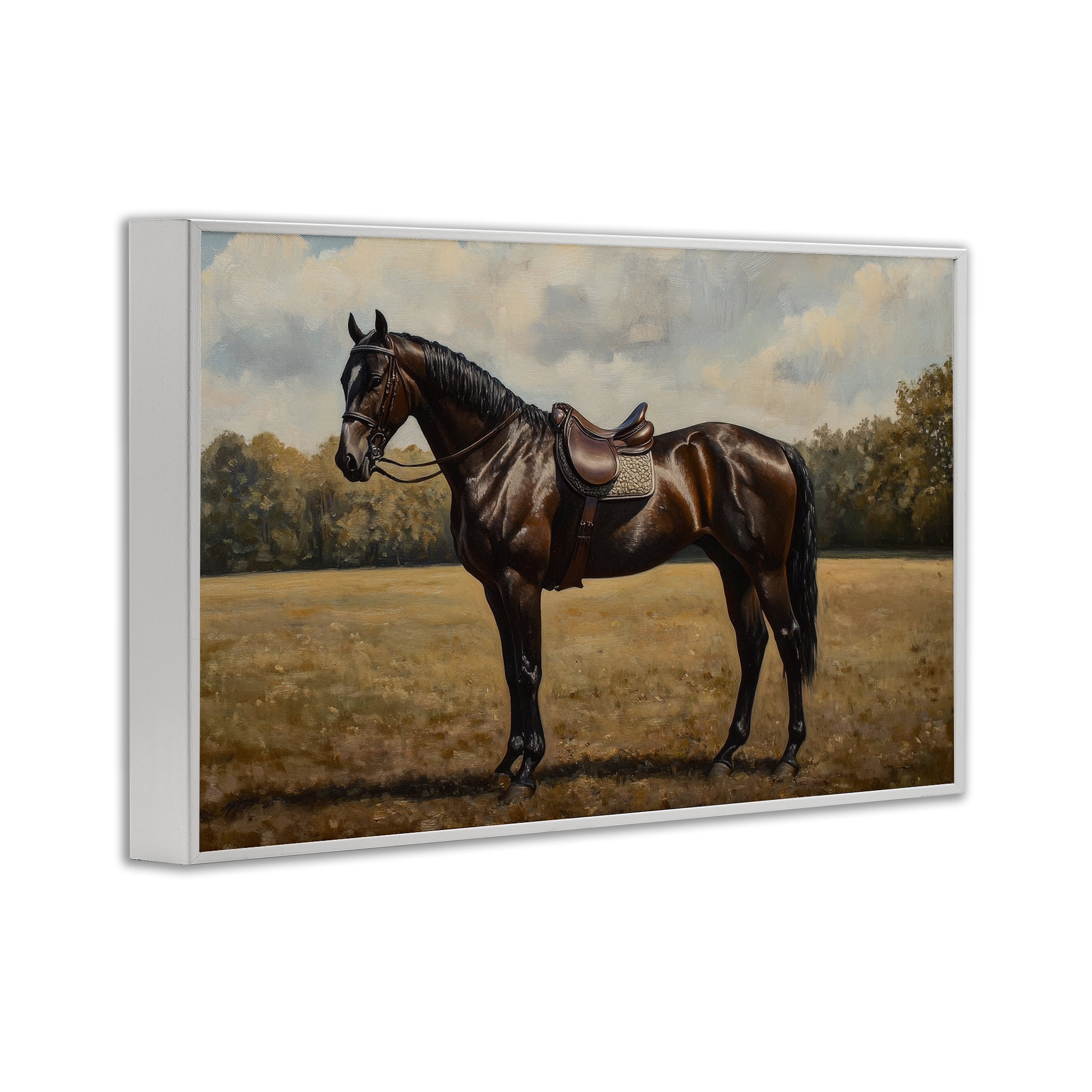 Stupell Industries Dark Brown Pony Portrait White Framed Giclee Art, design by Petal Prints Design