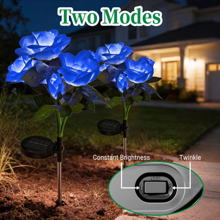 DAYBETTER Solar Rose Garden Lights, 2-Pack, Blue photo 2