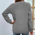 thumbnail image 4 of Lilgiuy Women Casual Solid Color Pullover Long Sleeve V-Neck Sweater,Gray,4(S) Winter Clothes for 2022, 4 of 5
