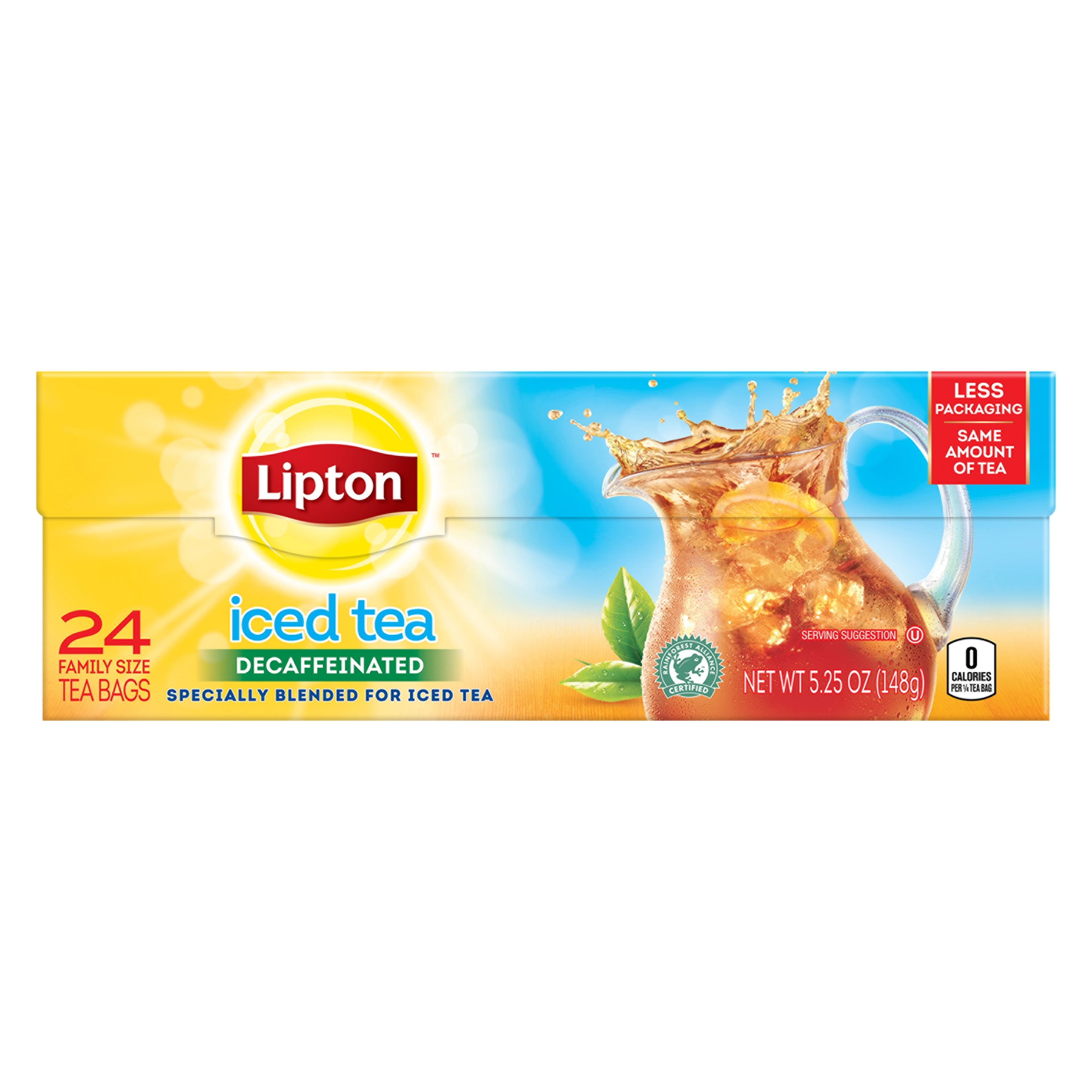Lipton FamilySize Unsweetened Decaffeinated Black Iced Tea, Tea Bags