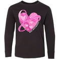 thumbnail image 3 of Inktastic Breast Cancer Awareness Pink Ribbon Around Heart Long Sleeve Youth T-Shirt, 3 of 5