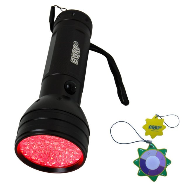 HQRP Portable Professional Deep Red LED Flashlight 51 LED with a Large Coverage Area For Observation / Ornithological Night watching and Spotlighting of the Nocturnal Animals plus UV Meter