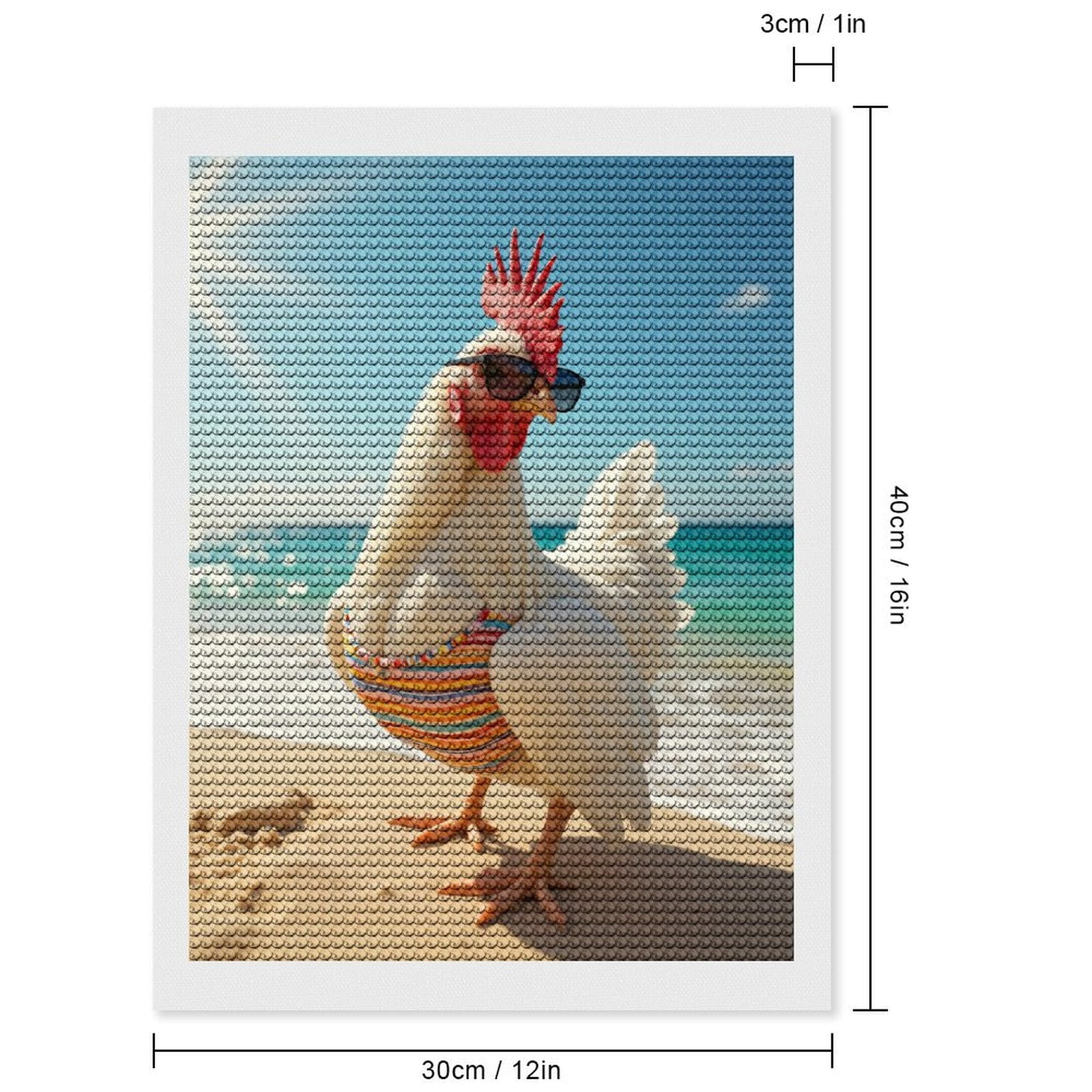 Diamond Art Kits for Adults, Beach Chicken Sunglasses Summer Fun 5D Diamond Painting Kits for Adults Beginners, DIY Full Drill Diamond Painting, Gem Art and Crafts 12x16