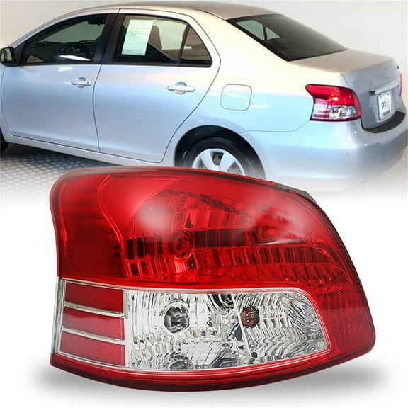 waltyotur Left Driver Outer Side Tail Light 8156152550, TO2818133 Replacement for 2007-2011 Toyota Yaris Sedan Rear Brake Lamp