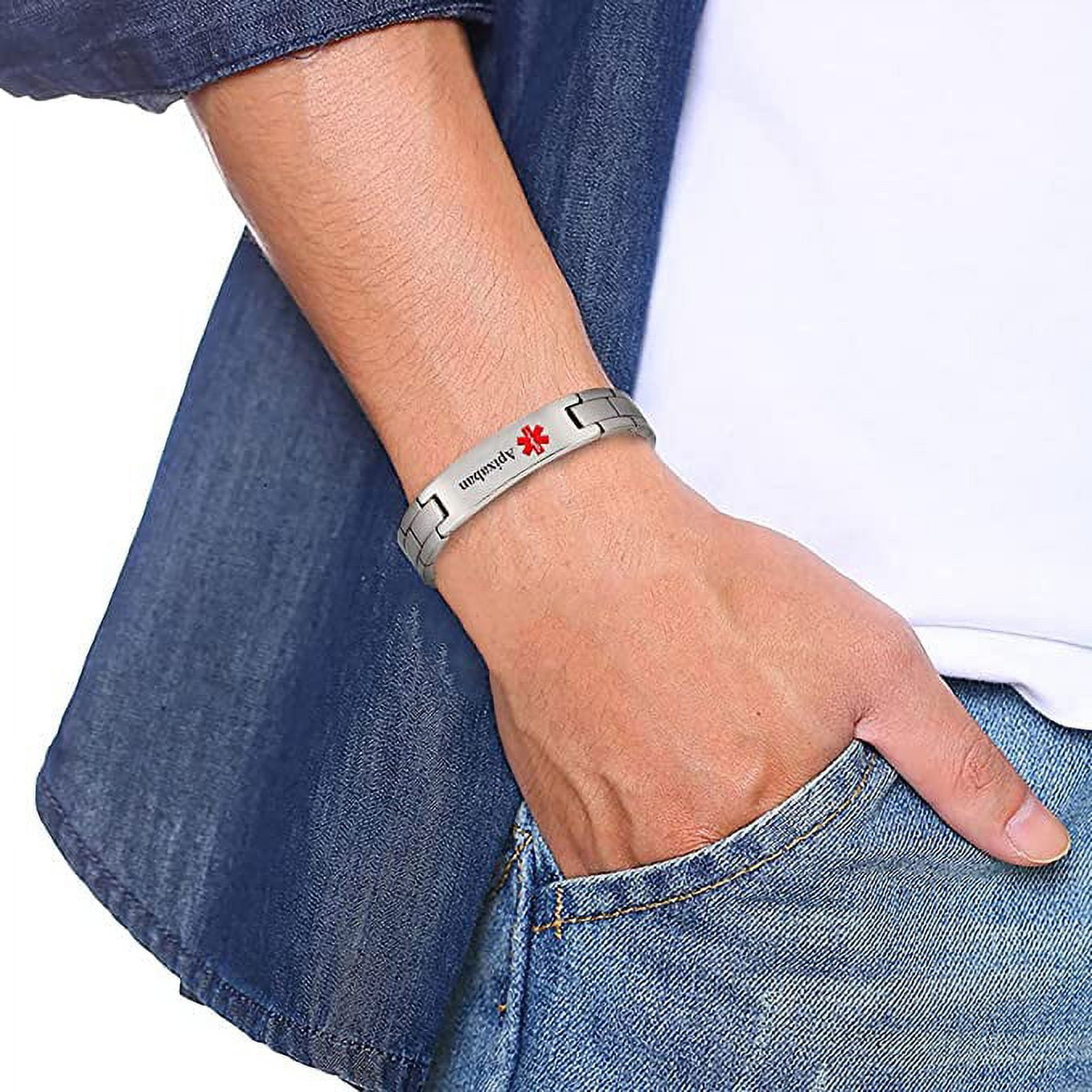 Personalized Titanium Medical Alert Bracelet Men s UK Ubuy