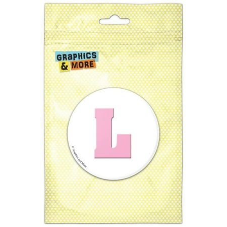 

Letter L Initial Baby Girl Block Font Pink Shower Refrigerator Button Magnet