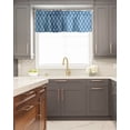 thumbnail image 5 of Kitchen Cafe Valance Curtain for Small Windows,Wave Dotted Line Texture Rod Pocket Short Valances Modern Blue Gradient Ombre Window Treatment Panel for Living Room/Bedroom/Bathroom,42x12in, 5 of 8