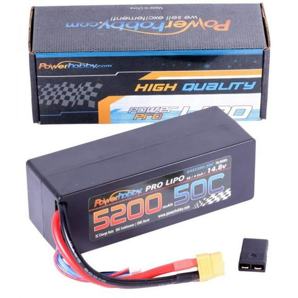 Power Hobby PHB4S520050CLCGXT60A 14.8V 5200mAh 4S 50C LiPo Battery with XT60 Plus Traxxas Plug