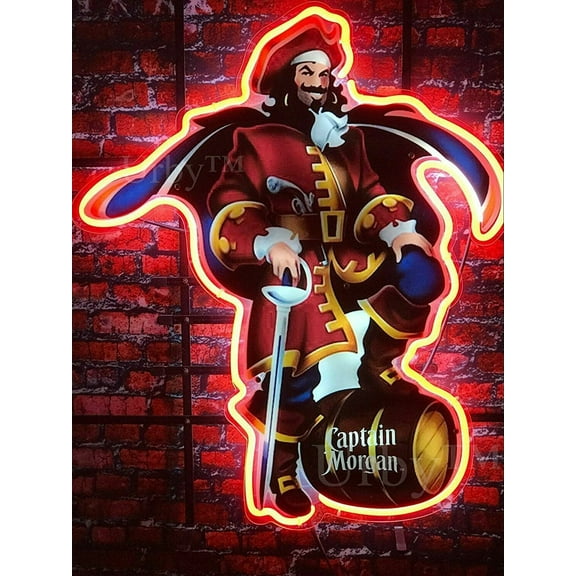 Queen Sense 20"x16" Custom Captain Morgans Rum Neon Sign HD Vivid Printing Handmade Artwork Beer Bar Pub Decor Wall Party Gift Neon Light 120CMRLVVD