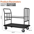 thumbnail image 3 of Heavy Duty Hotel Luggage Cart 850 lb Capacity - Platform Cart with 2 Swivel & 2 Fixed Casters, Non-Slip Platform & Anti-Collision Strip for Hotels, Airports & Commercial Use, Black, 3 of 8
