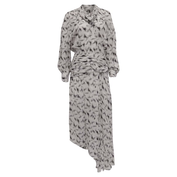 Pre-Owned Iro Jensen Asymmetric Printed Midi Dress in White Viscose