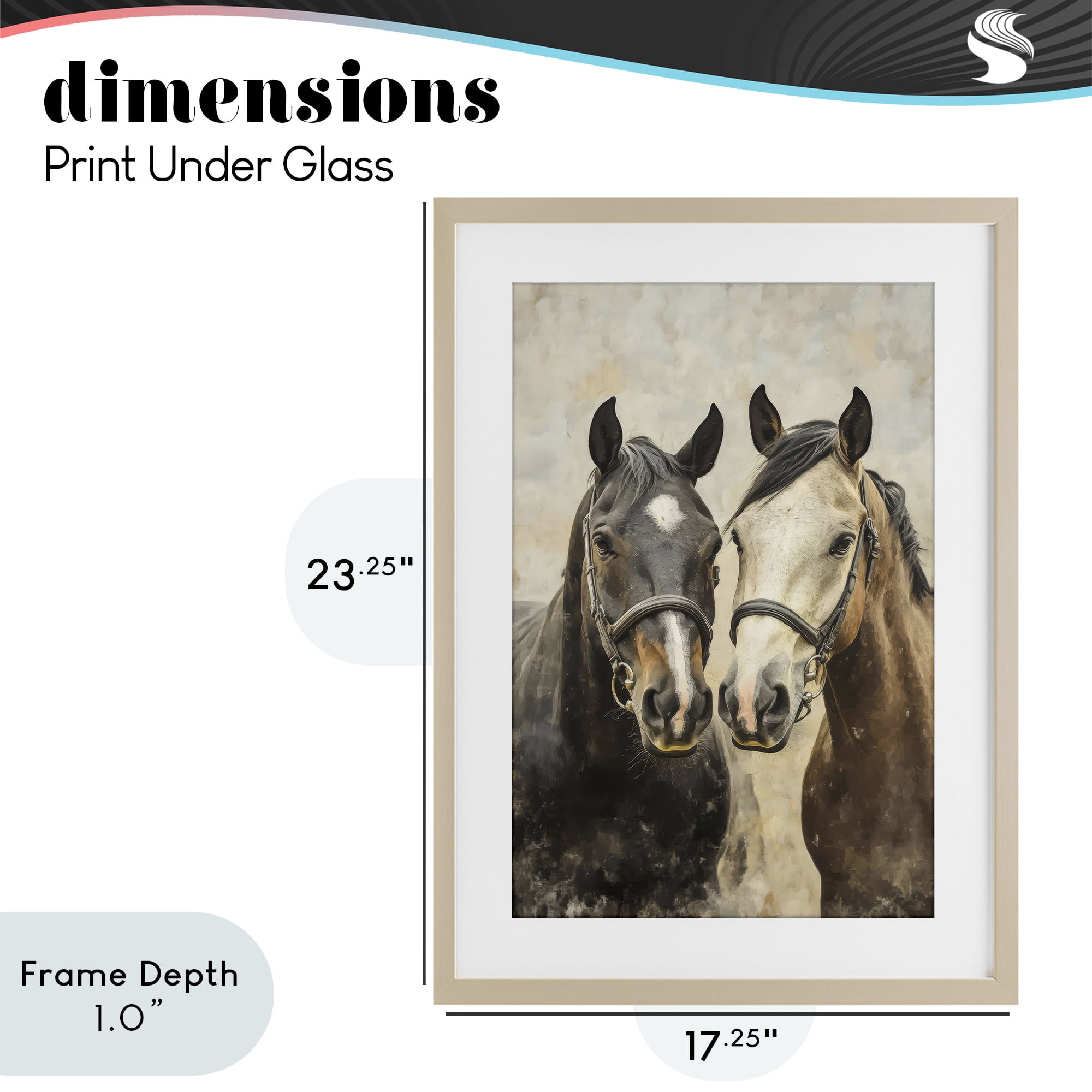 Stupell Industries Pair of Horses in Harmony Birch Framed Print Under Glass, design by Creative Studio