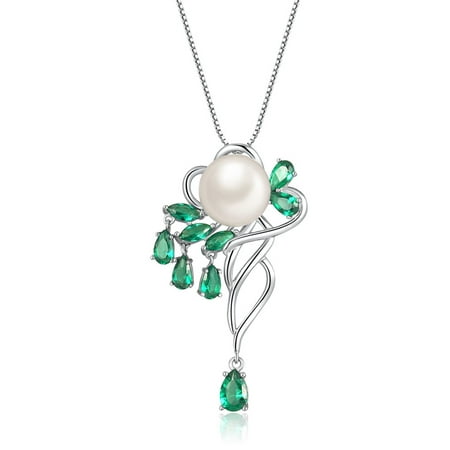 - 925 Sterling Silver Cultured Freshwater 10mm AAA+ Pearl Pendant Necklace, Mother's Day Gifts for Her, 18