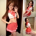 thumbnail image 3 of (lencería Sexy) mujeres Crop Top Mini falda plisada medias colegialas uniforme Cosplay disfrazpangjing, 3 of 4