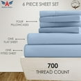 thumbnail image 2 of 6-PC Bedding Set- 100% Organic Cotton Bed Sheet Set 700 Thread Count, 12-Inch Deep Pocket - Light Blue, King, 2 of 7