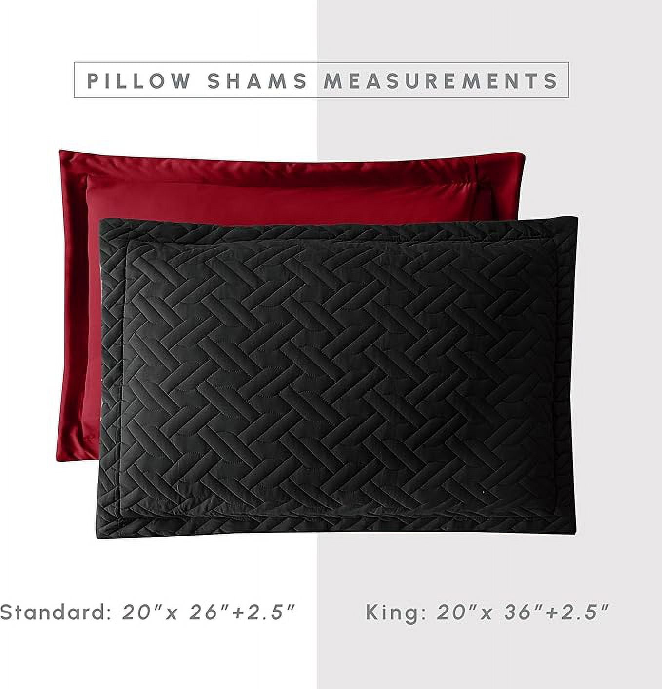 Elegant Comfort 3-Piece Quilted Reversible Bedspread Coverlet Set with Pillow Shams, Exquisite Majestic Stitching All Season Heavy Weight - Ultra Soft Premium Quilt- Queen, Black/Burgundy