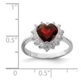 thumbnail image 3 of Sterling Silver Rhodium-plated Garnet & CZ Ring, 3 of 6
