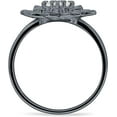 thumbnail image 6 of Flower Engagement Ring Cocktail Cubic Zirconia Black Tone 925 Sterling Silver, Size 8, 6 of 7