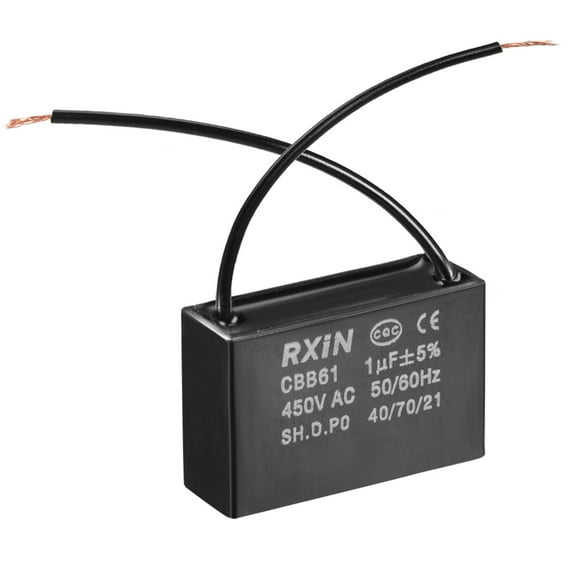 Uxcell 36.5x11x24.5mm 1uF 450V AC 2 Wires CBB61 Ceiling Fan Capacitor