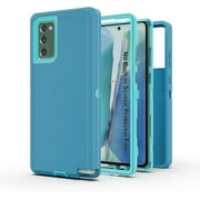 for Galaxy Note 20 5G Case, Heavy Duty Protective Case with [3 Layers] Rugged Rubber Shockproof Protection Cover for Samsung Galaxy Note 20(Blue/Azure)
