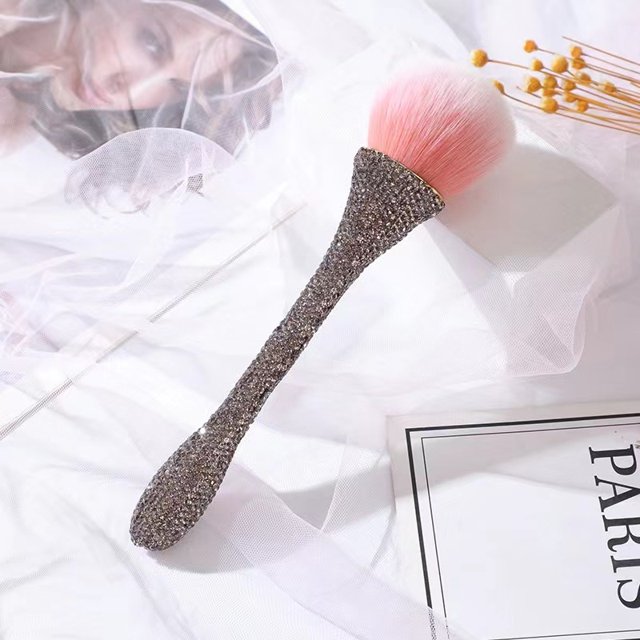 Brocha de maquillaje en polvo suelto de cintura pequeña con incrustaciones de diamantes, brocha de rubor de copa única de gran tamaño, para trabajadores de belleza