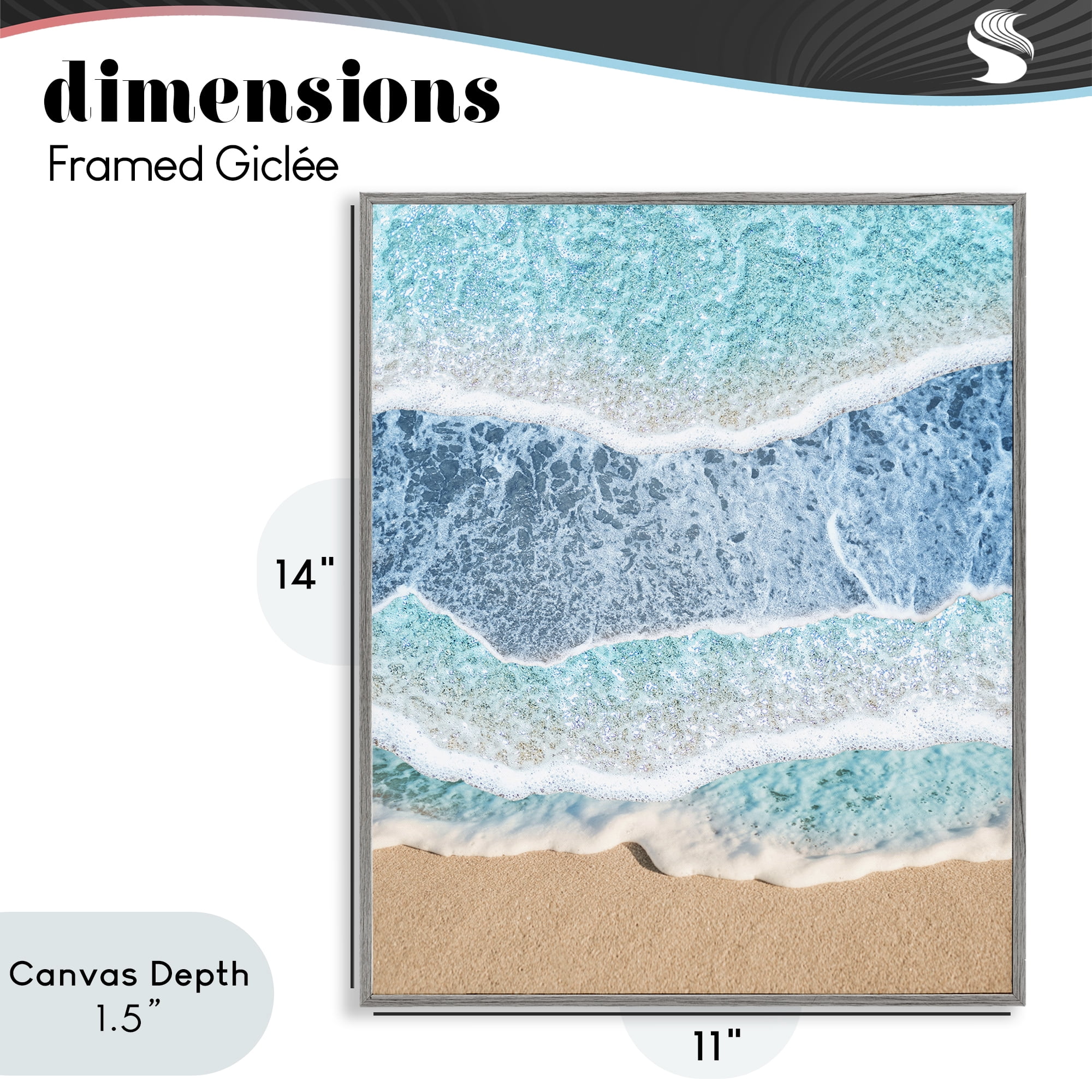 Stupell Industries Overlapping Shore Waves Gray Framed Giclee Art, design by Jesse Keith