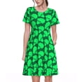 thumbnail image 1 of Easygdp Green Broccoli para Vestido Transpirable de Mujer, Vestido Suelto de Manga Corta con Pliegues y Bolsillos para el Verano, 1 of 6