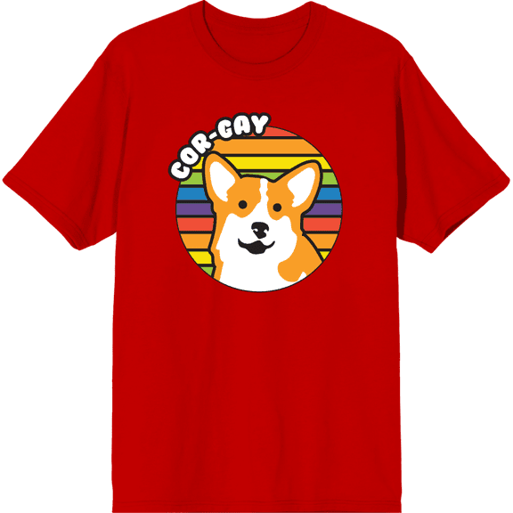 Pride Cor-Gay Rainbow Circle Crew Neck Short Sleeve Adult T-shirt
-Medium-Red